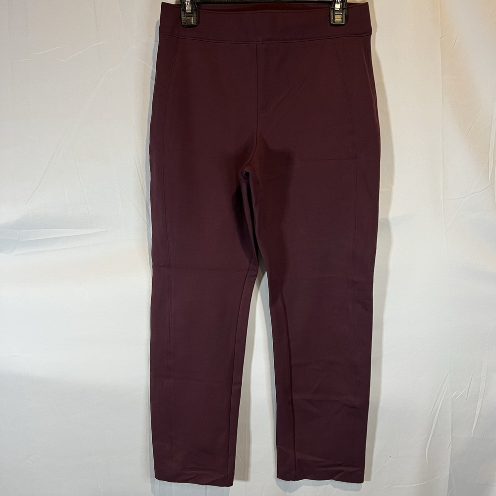 Spanx Ponte Slim Straight Pants Pull On Career Wine Burgundy Plus Medium Maroon